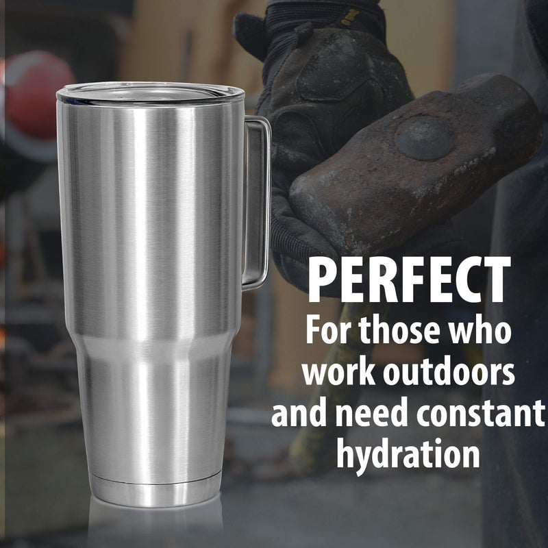 Maxam XPAC 64 Ounce Double Vacuum Wall Stainless Steel Vacuum Insulated Tumbler with Lid and Handle, Fits in a 4 Inch Wide Car Beverage Holder - Image 5